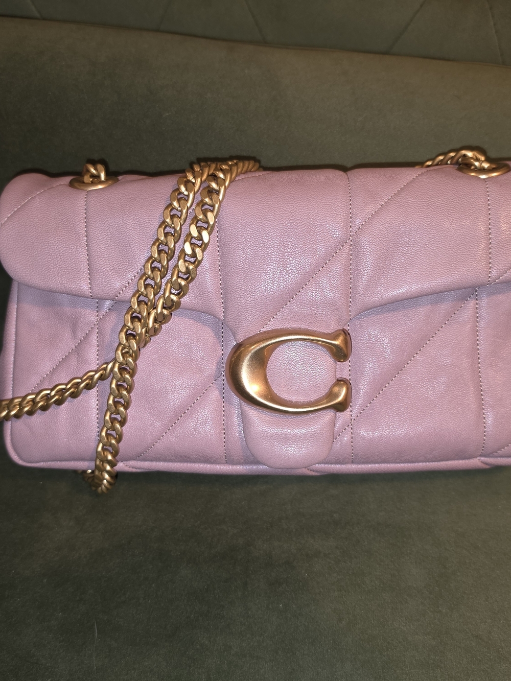 Coach Chain Quilted Tabby 26 In ASH Color